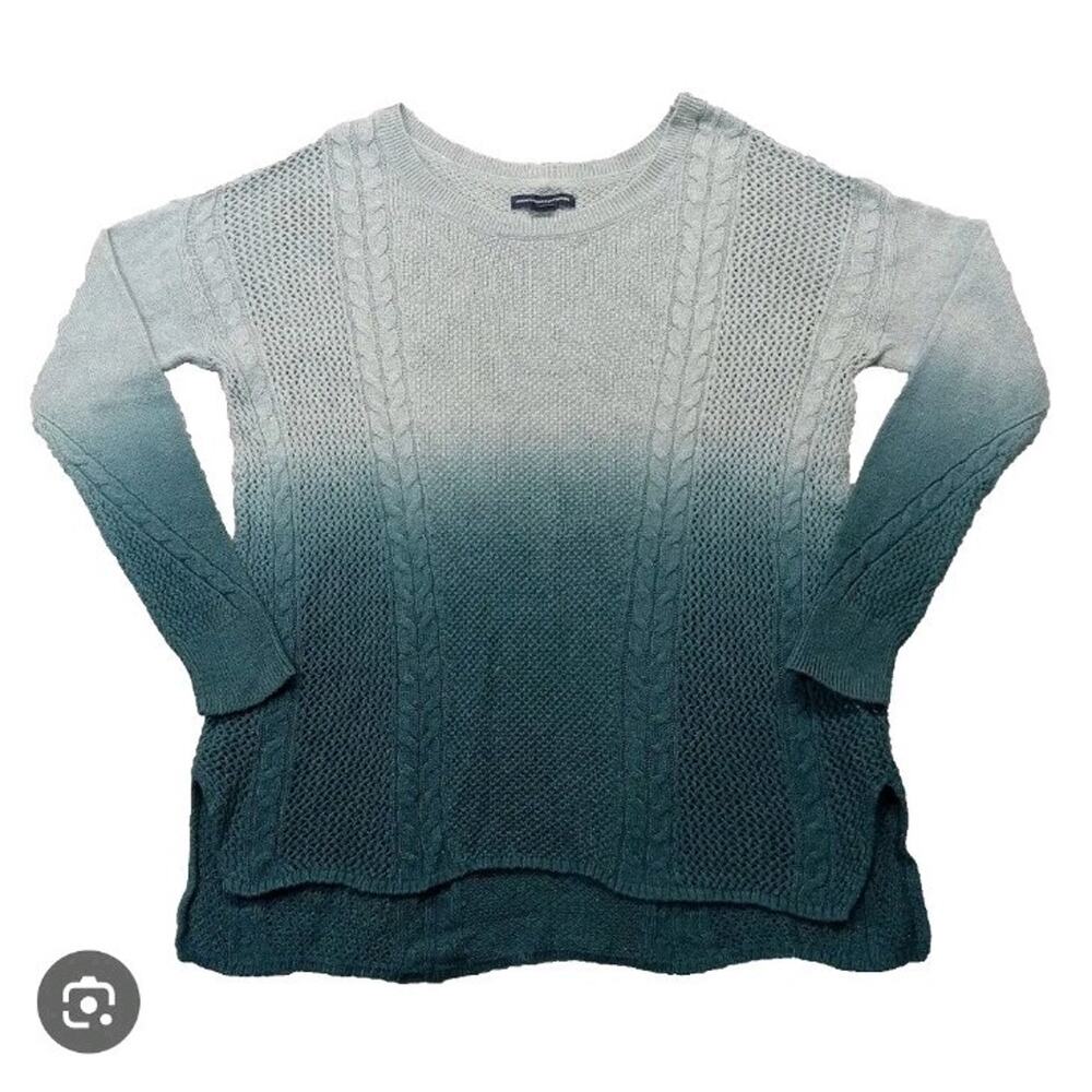 American‎ Eagle Blue Ombre Cable Knit Cute Casual Everyday Sweater Size Small